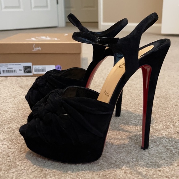 Christian Louboutin Black Velour Ionescadiva sz 38 - Picture 5 of 11
